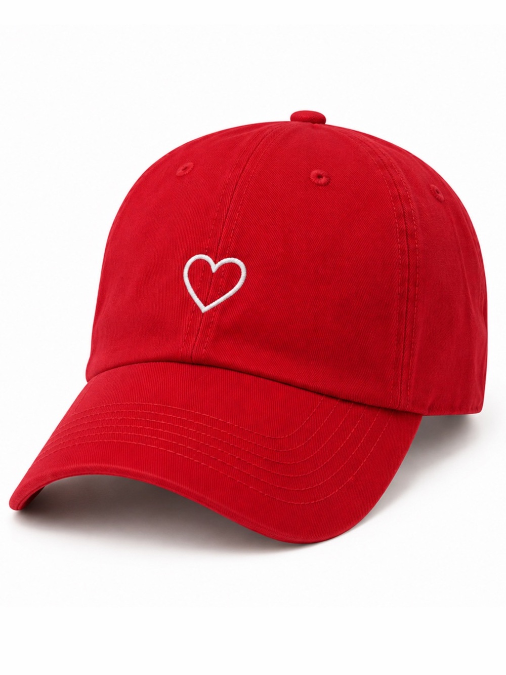 ♥️ Minimalist Red Heart Embroidered Dad Hat Adjustable Cotton Cap Unisex Passion